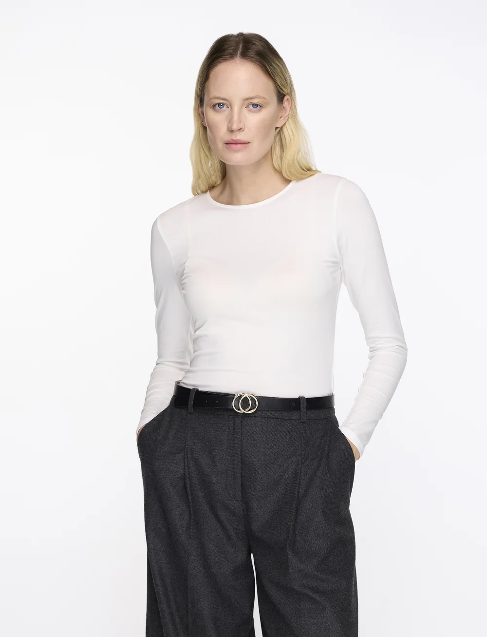 Filippa K - Cotton Stretch Long Sleeve - pikkade varrukatega alussärgid - white - 0