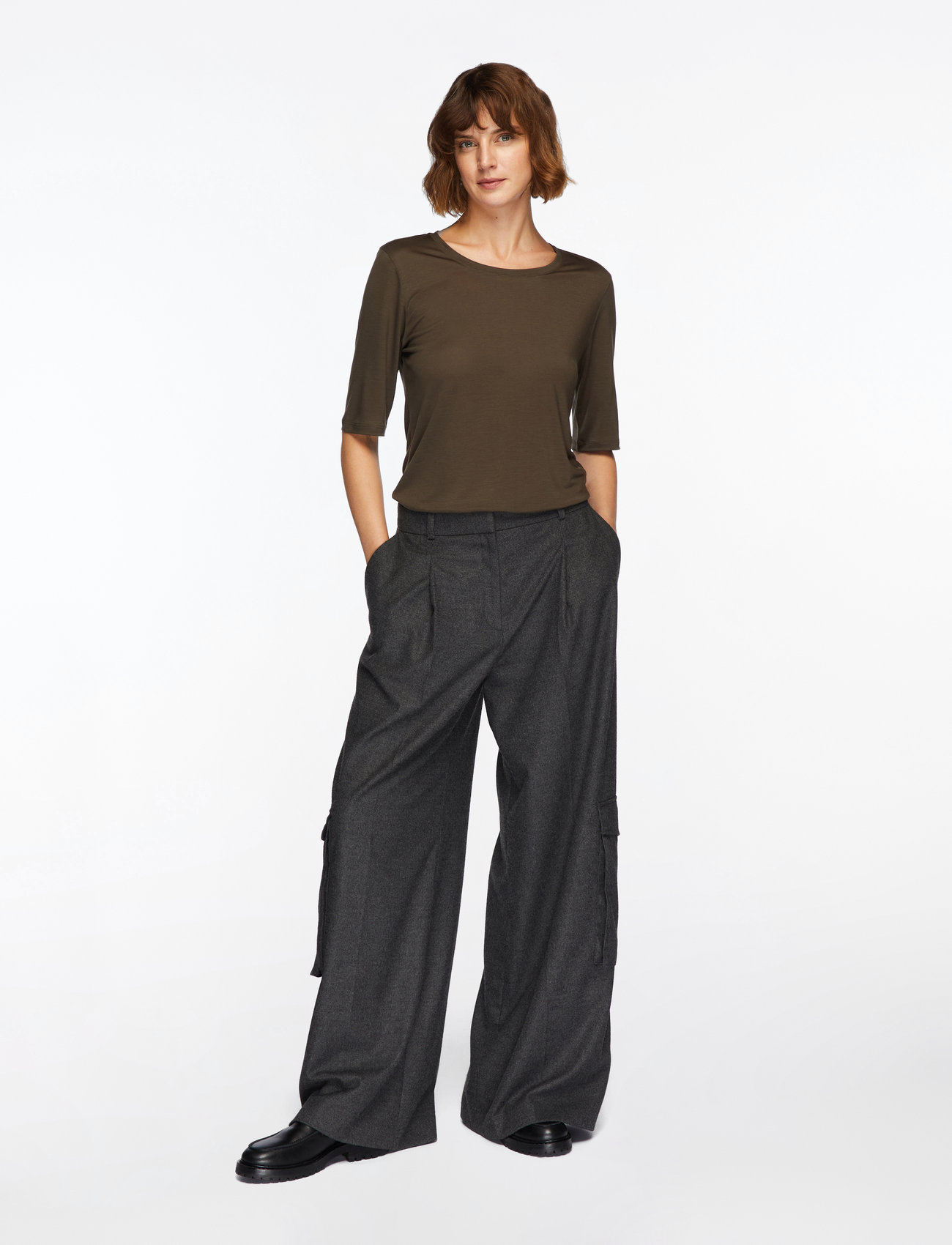 Filippa K - Elena Tee - t-shirts - dark khaki green - 2