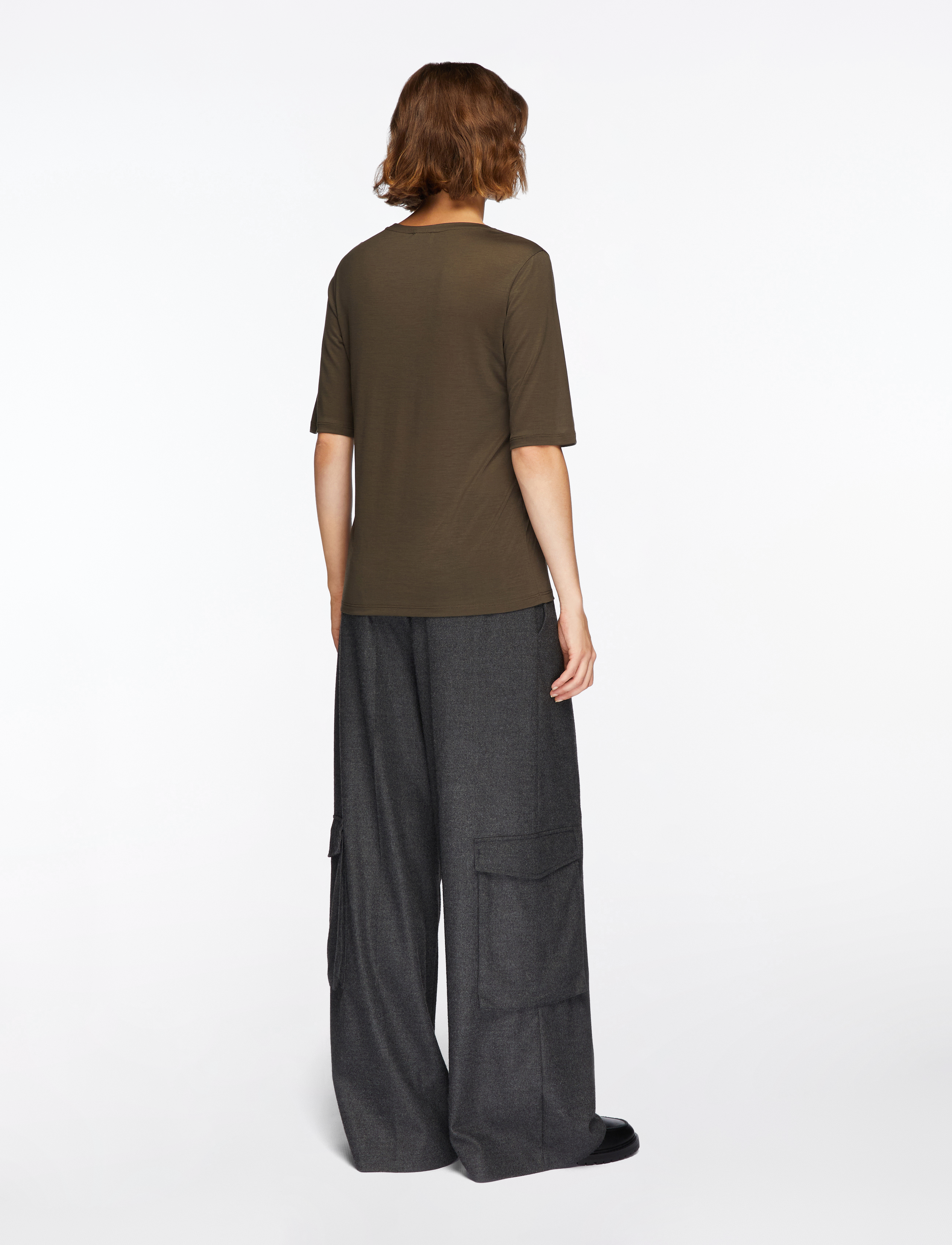 Filippa K - Elena Tee - t-shirts - dark khaki green - 4