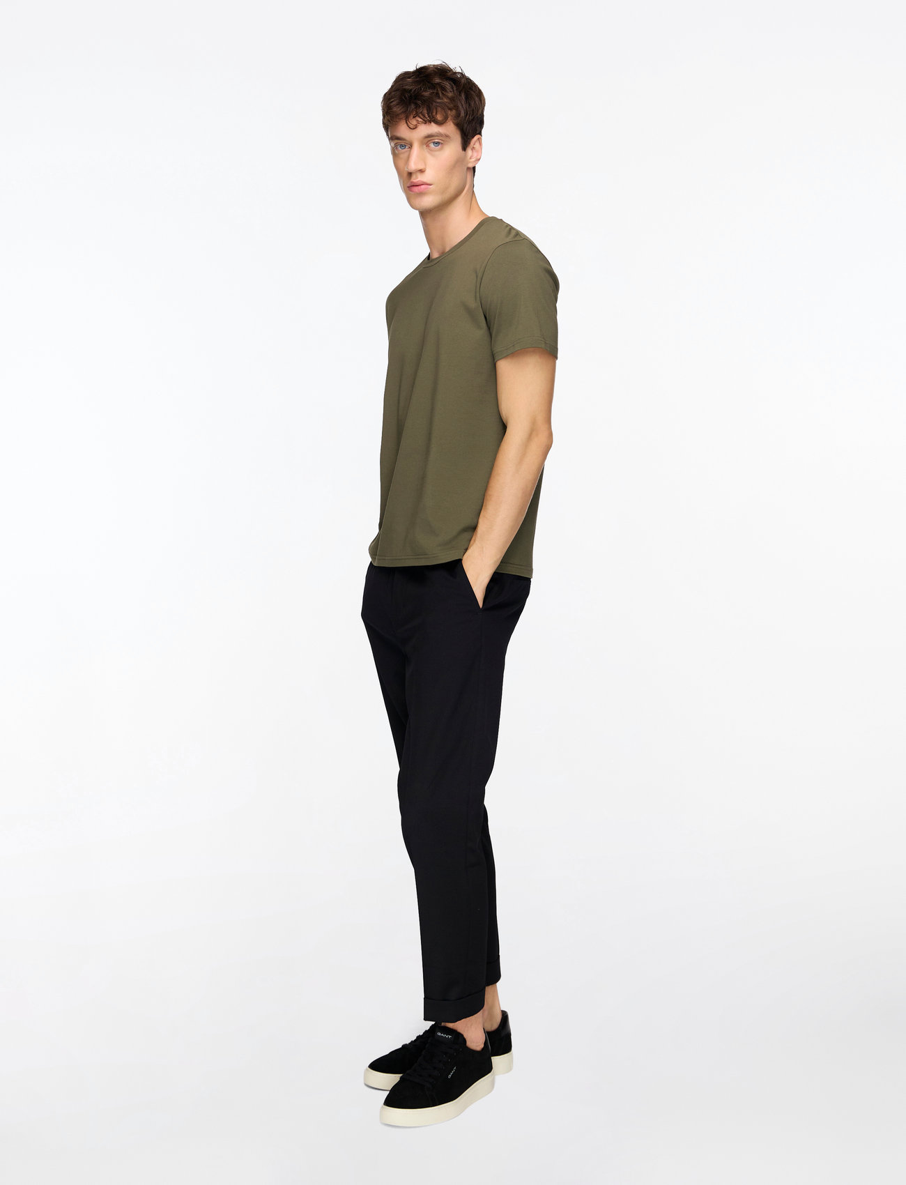 Filippa K - Stretch Cotton Tee - lühikeste varrukatega t-särgid - dark olive green - 3