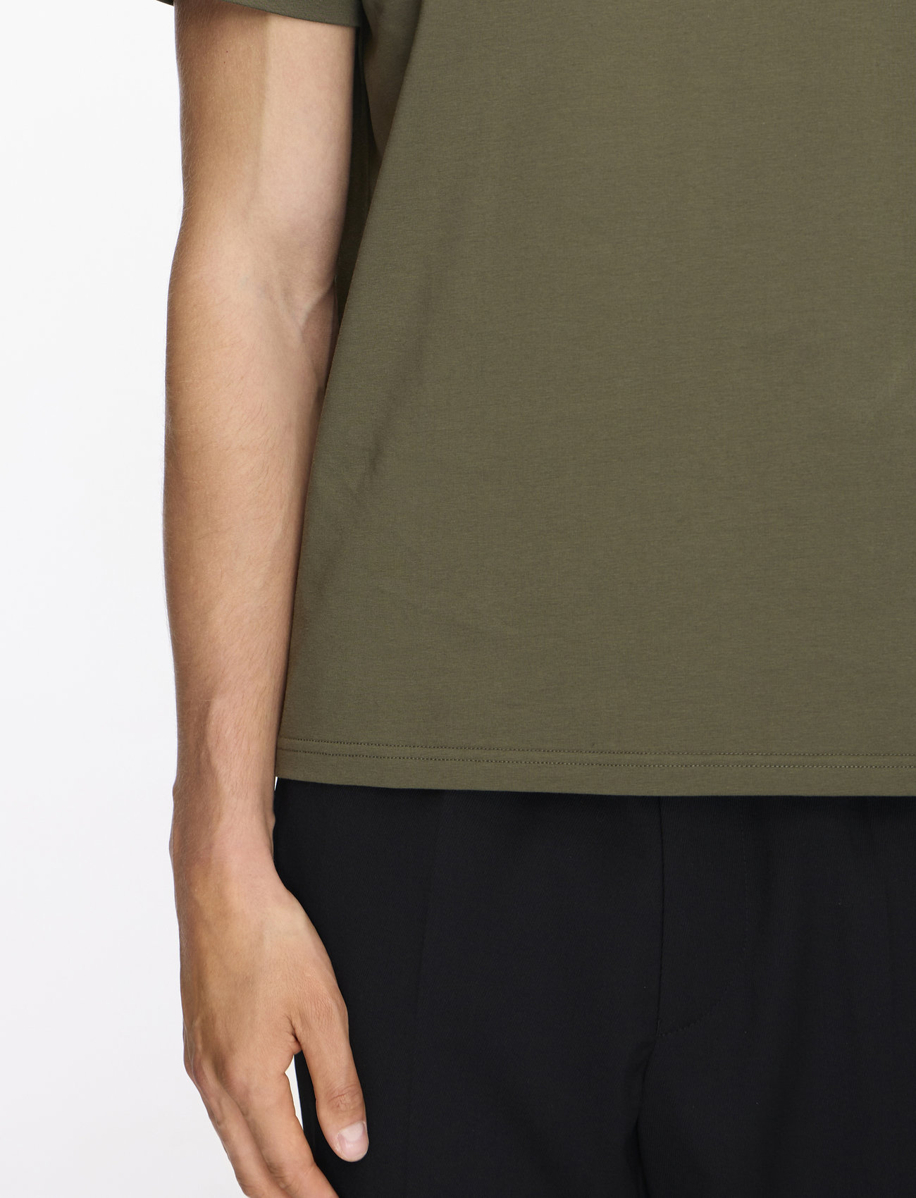 Filippa K - Stretch Cotton Tee - lühikeste varrukatega t-särgid - dark olive green - 5
