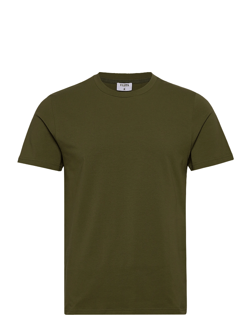 Filippa K - Stretch Cotton Tee - kortärmade t-shirts - laurel green - 0