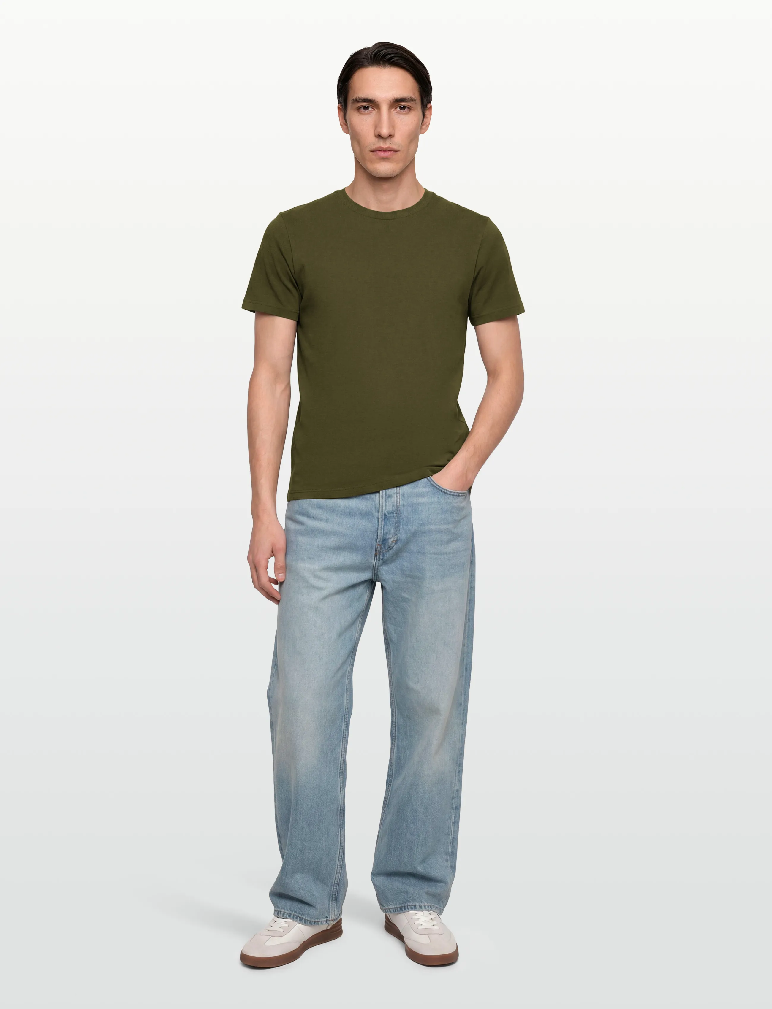 Filippa K Stretch Cotton Tee - Lühikeste varrukatega T-särgid - LAUREL GREEN / green