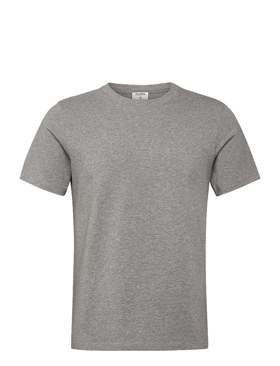 Filippa K - Stretch Cotton Tee - kortærmede t-shirts - mid grey melange - 0