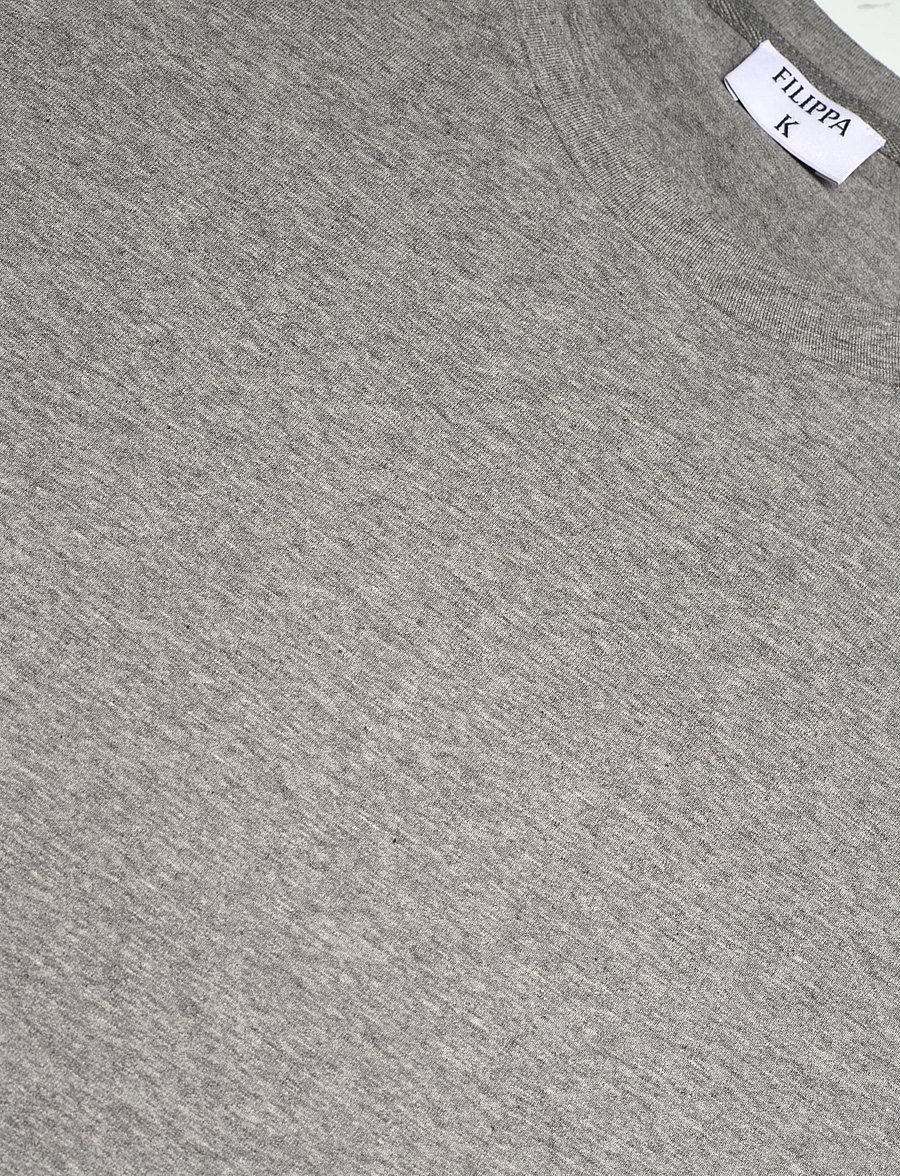 Filippa K - Stretch Cotton Tee - kortærmede t-shirts - mid grey melange - 2