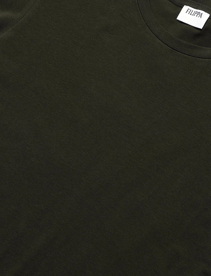 Filippa K - Stretch Cotton Tee - kortærmede t-shirts - night green - 2