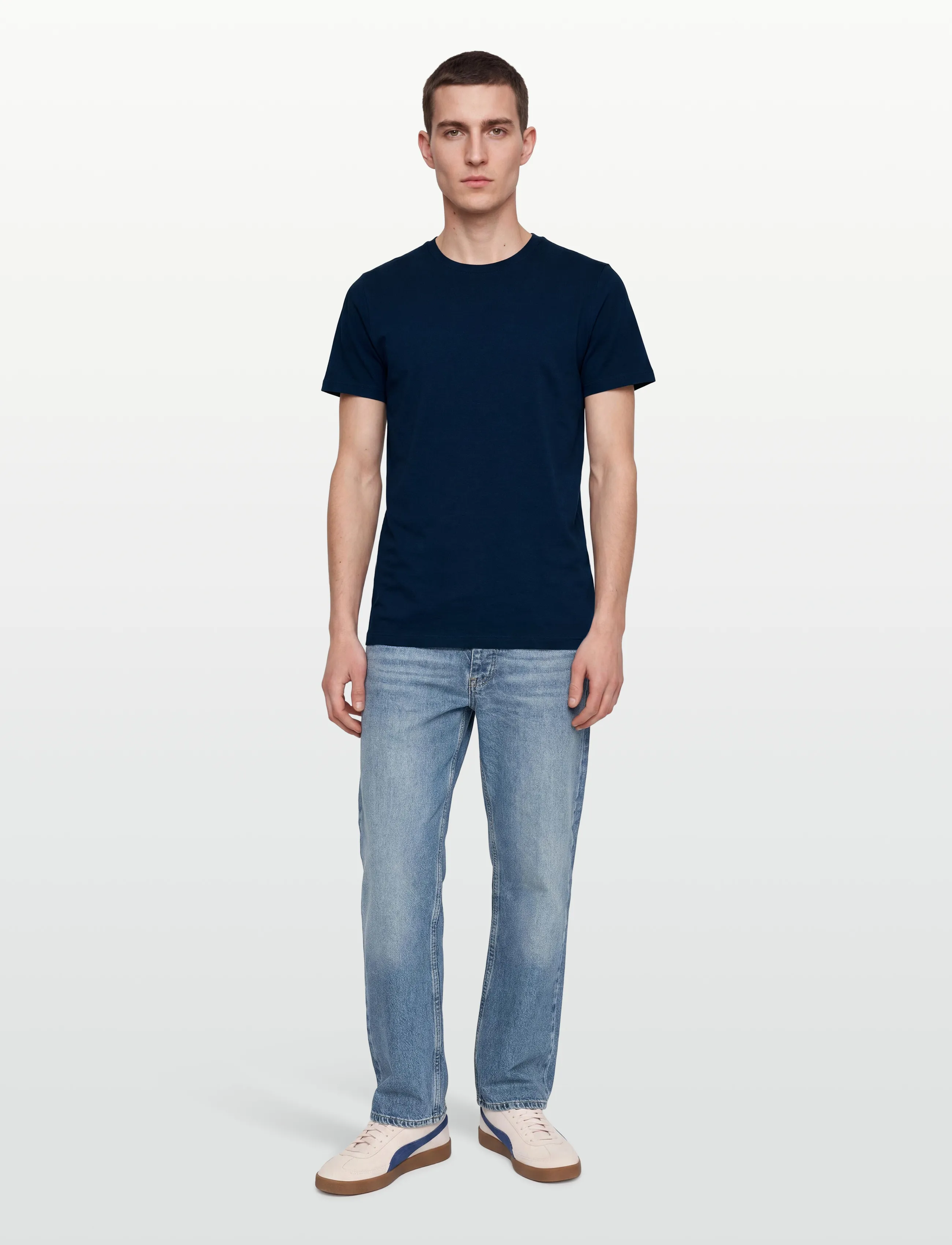 Filippa K Stretch Cotton Tee - T-Shirts - NIGHT TEAL / navy