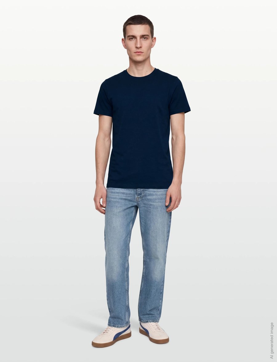 Filippa K - Stretch Cotton Tee - kortärmade t-shirts - night teal - 0
