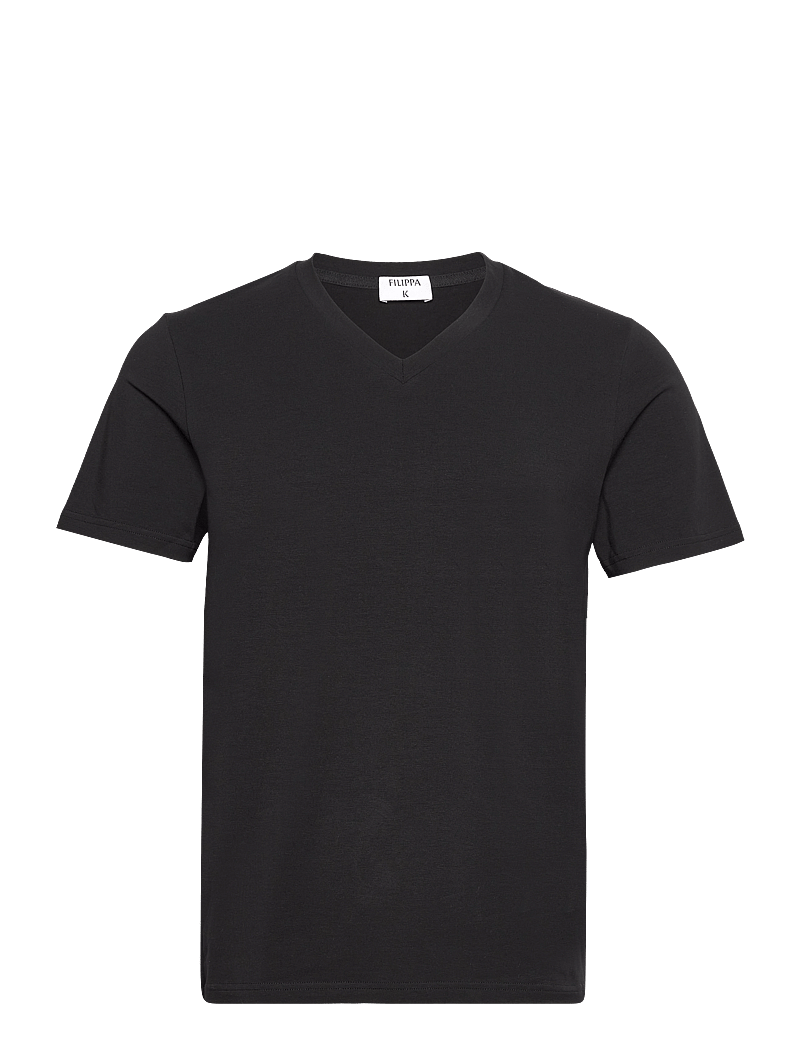 Filippa K - Stretch V-Neck Tee - kortærmede t-shirts - black - 0