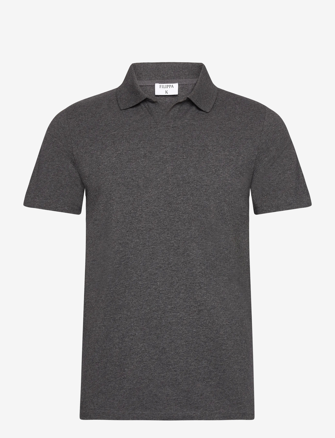Filippa K - Stretch Cotton Polo T-Shirt - kortærmede poloer - anthracite melange - 0