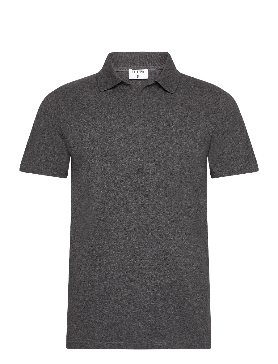 Filippa K - Stretch Cotton Polo T-Shirt - kurzärmelig - anthracite melange - 0