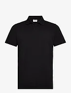 Stretch Cotton Polo T-Shirt - BLACK
