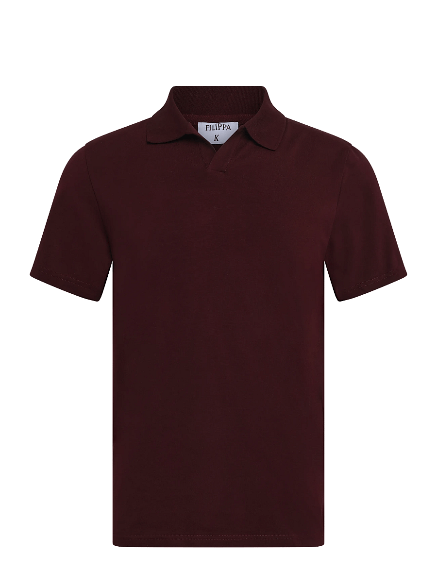 Filippa K - Stretch Cotton Polo T-Shirt - kurzärmelig - dark burgundy - 1