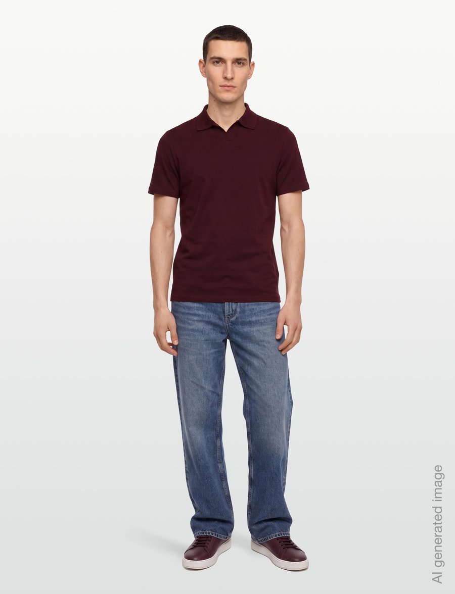 Filippa K - Stretch Cotton Polo T-Shirt - kurzärmelig - dark burgundy - 0