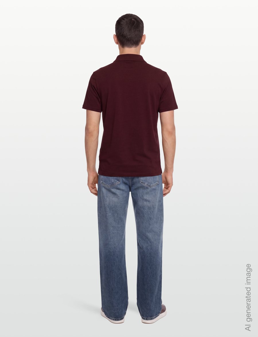Filippa K - Stretch Cotton Polo T-Shirt - kurzärmelig - dark burgundy - 4