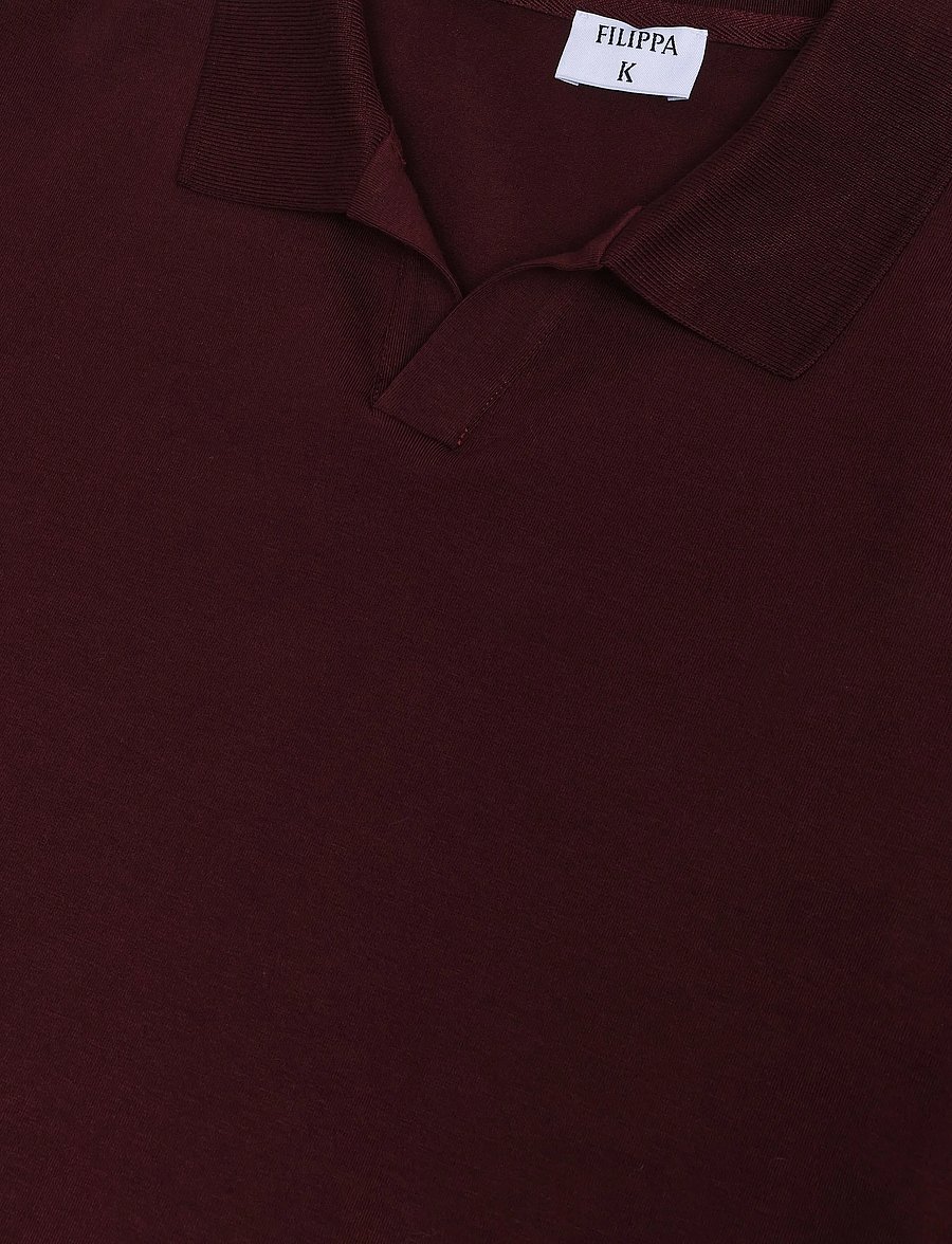 Filippa K - Stretch Cotton Polo T-Shirt - kurzärmelig - dark burgundy - 5