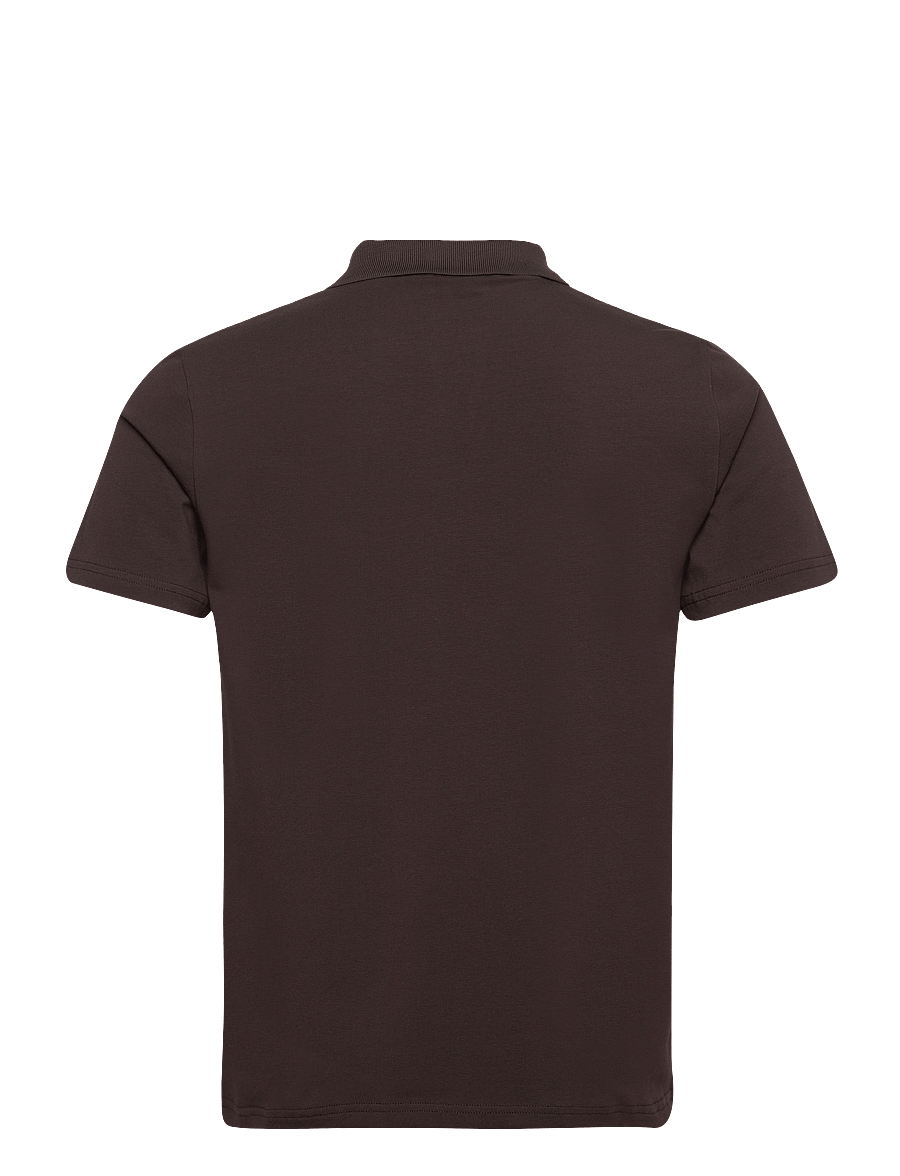 Filippa K - Stretch Cotton Polo T-Shirt - kortærmede poloer - dark chocolate - 1