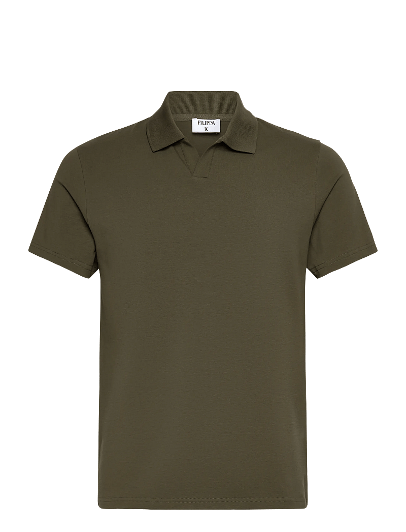 Filippa K - Stretch Cotton Polo T-Shirt - kortærmede poloer - dark olive green - 0