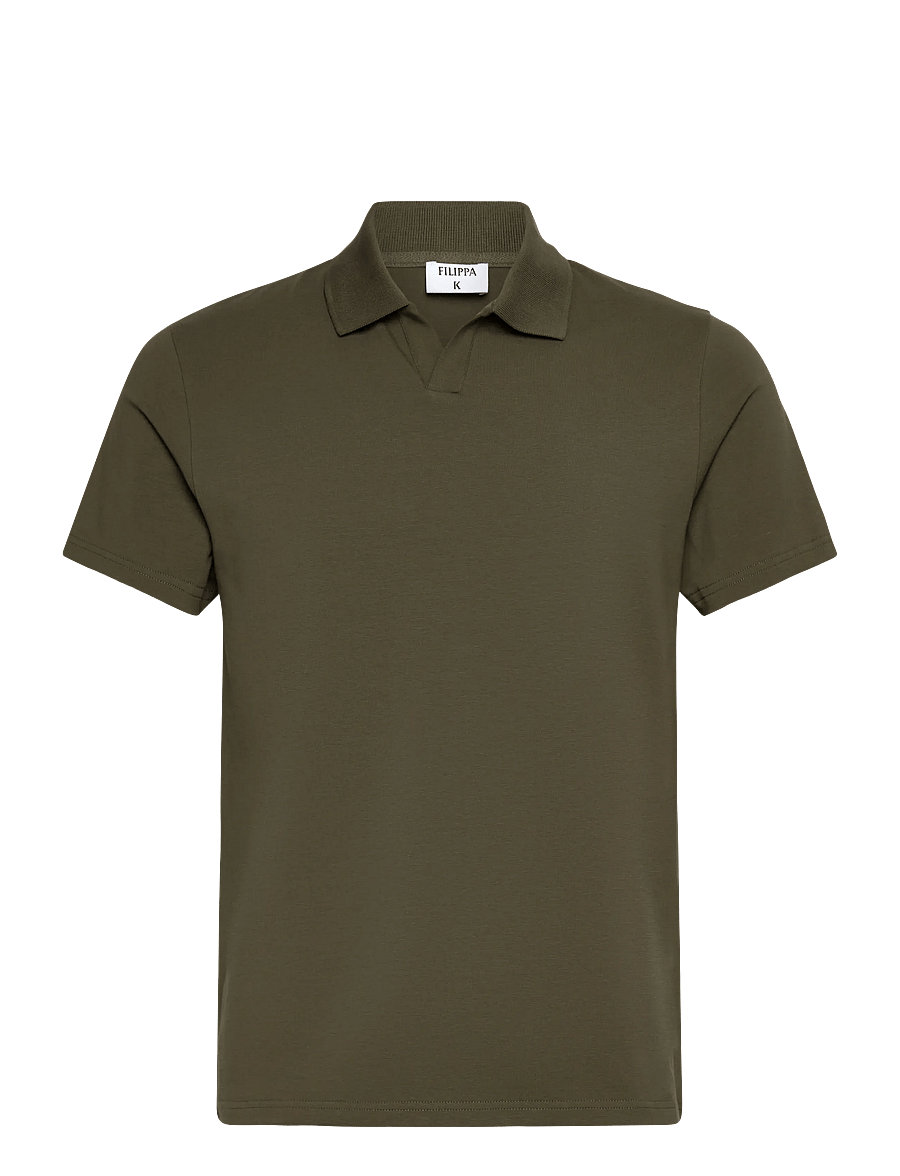 Filippa K - Stretch Cotton Polo T-Shirt - polo marškinėliai trumpomis rankovėmis - dark olive green - 0