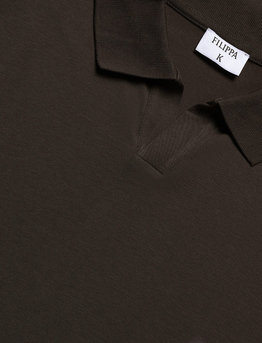 Filippa K - Stretch Cotton Polo T-Shirt - lühikeste varrukatega polod - ebony brown - 2