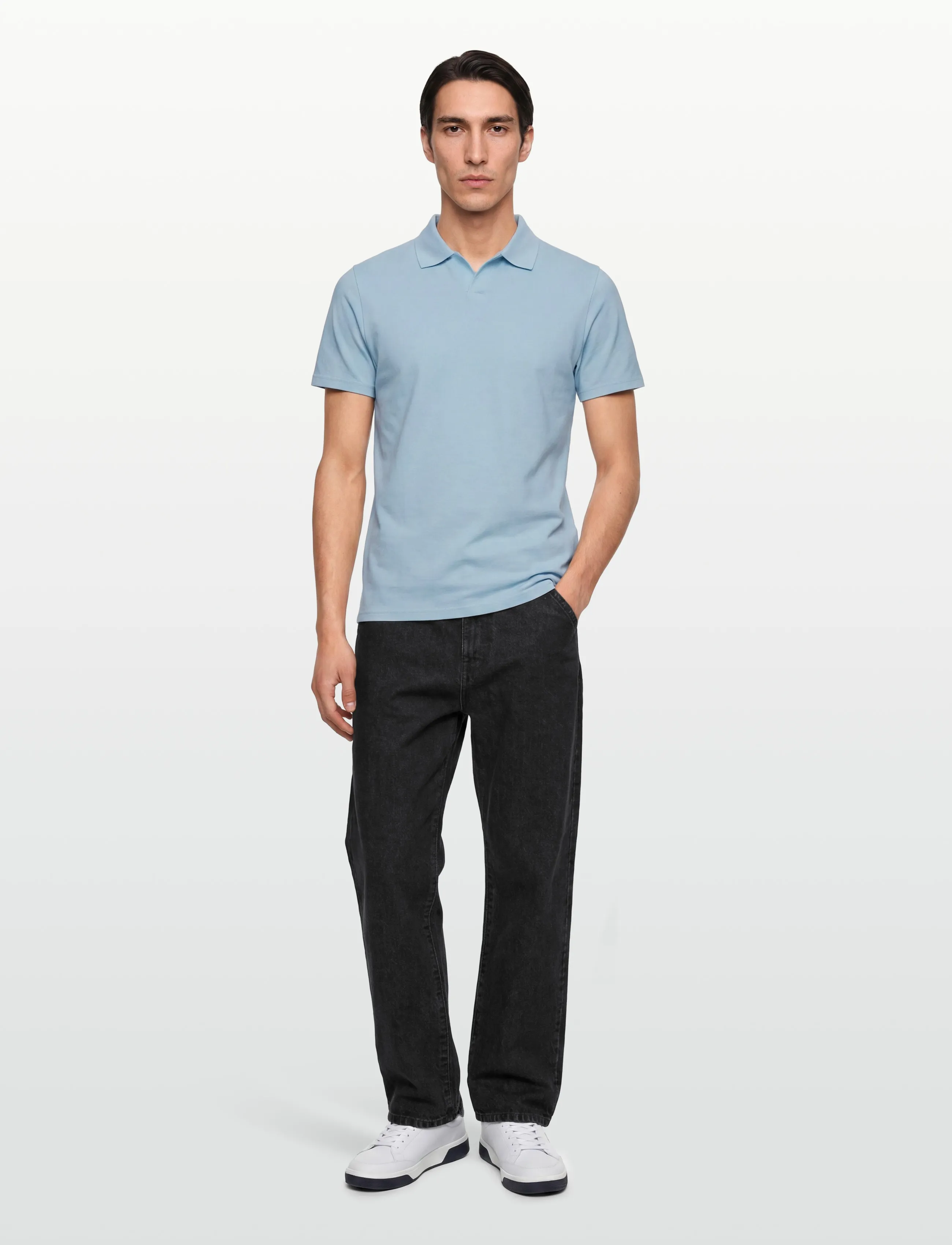 Filippa K - Stretch Cotton Polo T-Shirt - lyhythihaiset - frost blue - 0