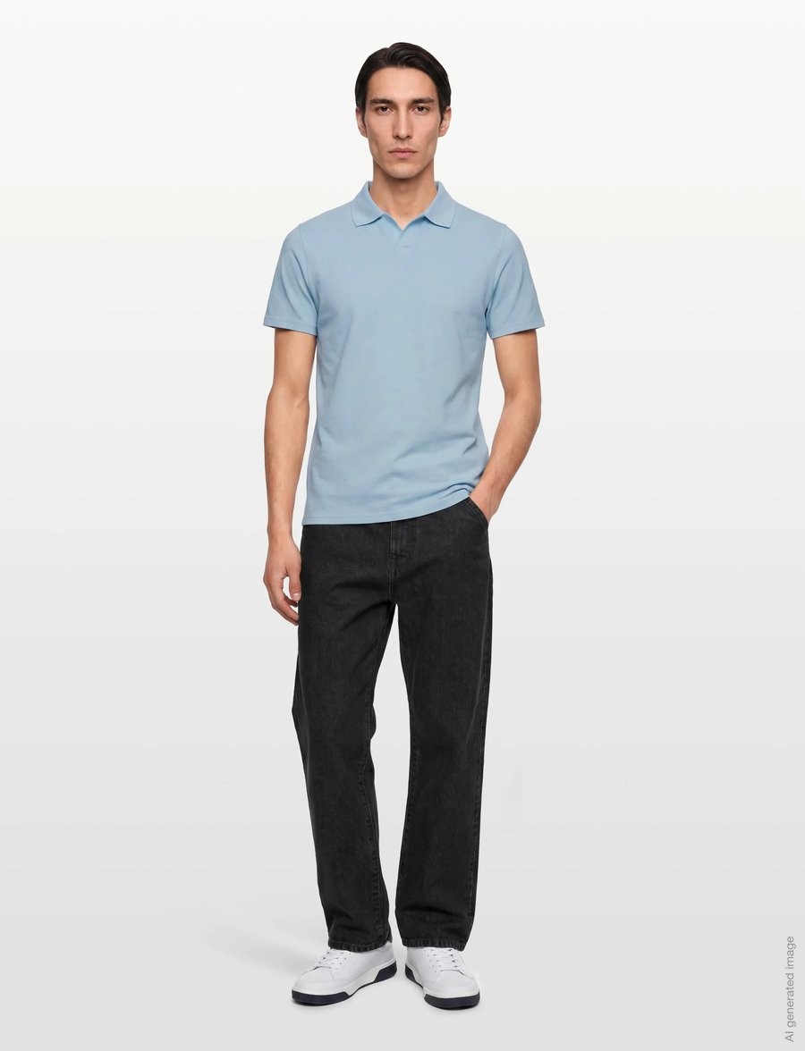Filippa K - Stretch Cotton Polo T-Shirt - lyhythihaiset - frost blue - 0