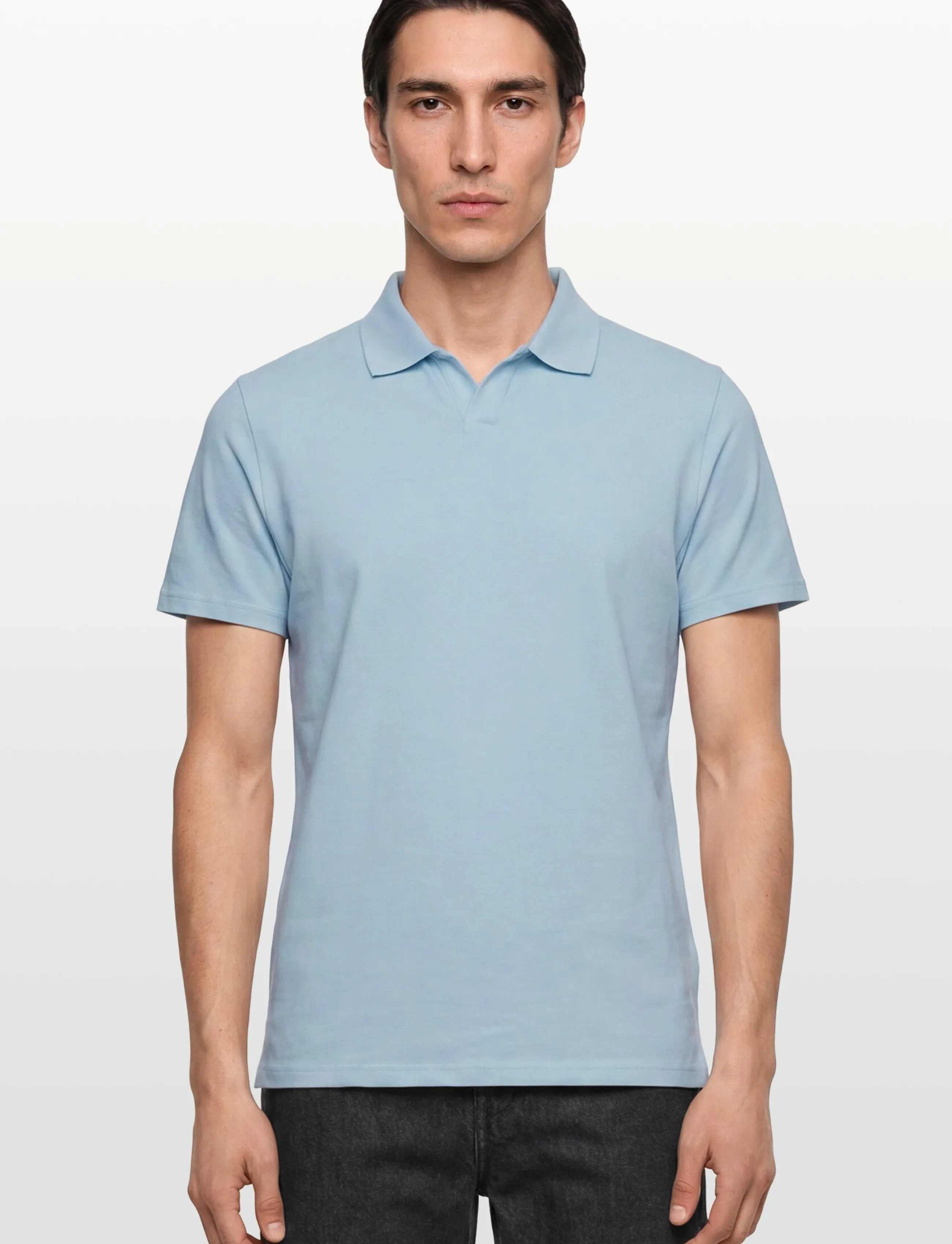 Filippa K - Stretch Cotton Polo T-Shirt - lyhythihaiset - frost blue - 3