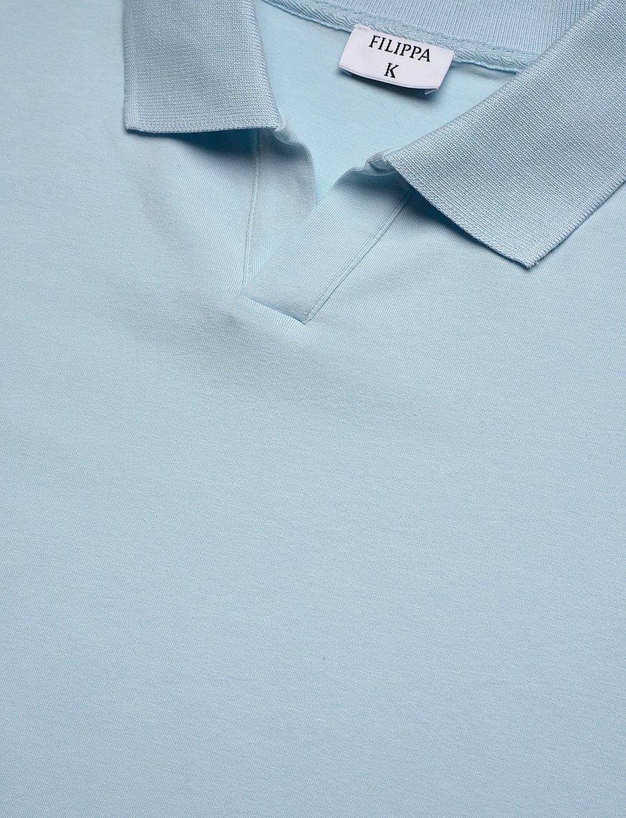 Filippa K - Stretch Cotton Polo T-Shirt - kortärmade pikéer - frost blue - 2