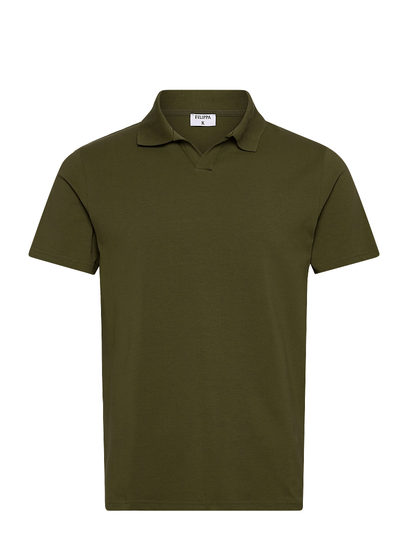 Filippa K - Stretch Cotton Polo T-Shirt - kortärmade pikéer - laurel green - 0