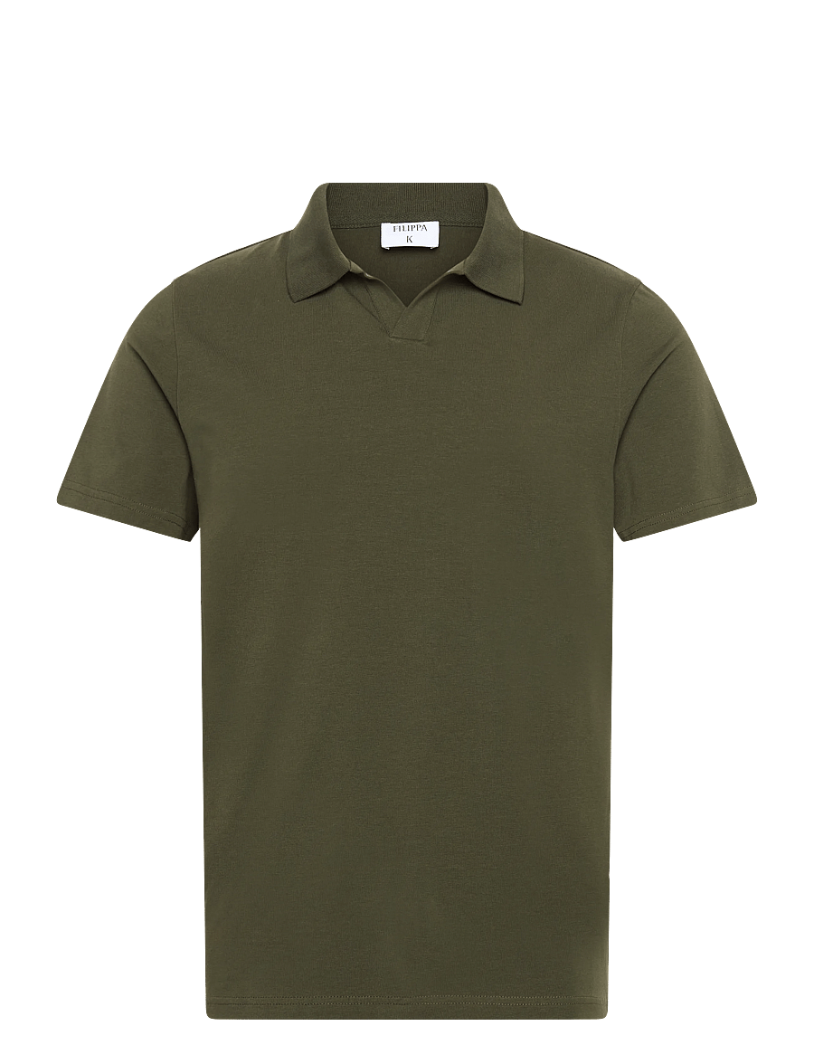 Filippa K - Stretch Cotton Polo T-Shirt - kortærmede poloer - midnight olive - 1