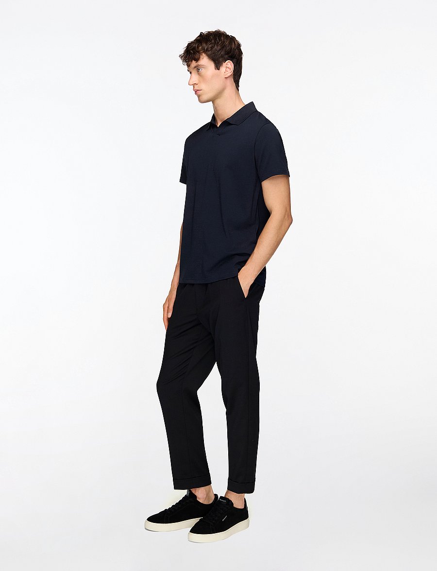 Filippa K - Stretch Cotton Polo T-Shirt - kurzärmelig - navy - 3
