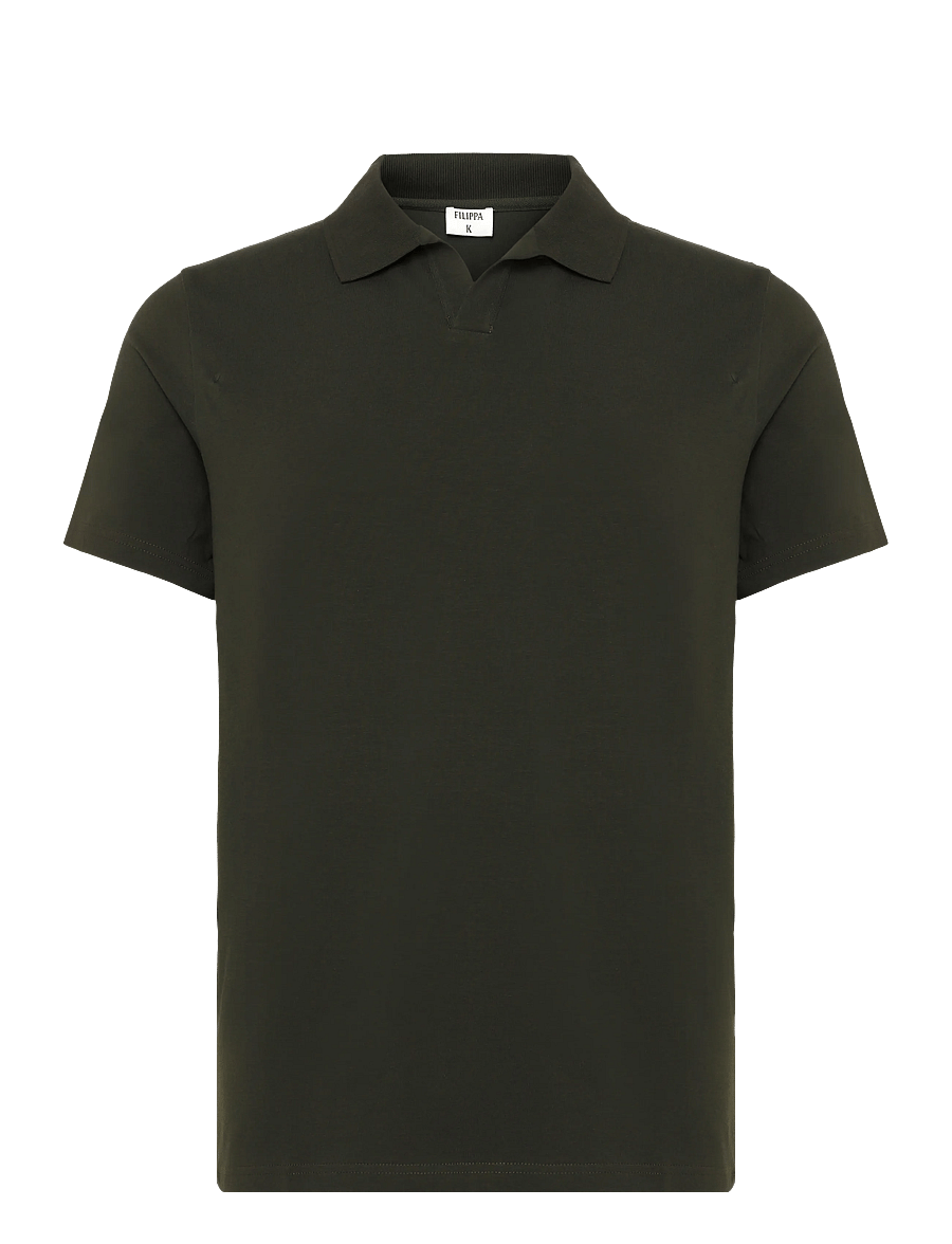 Filippa K - Stretch Cotton Polo T-Shirt - kortärmade pikéer - night green - 0
