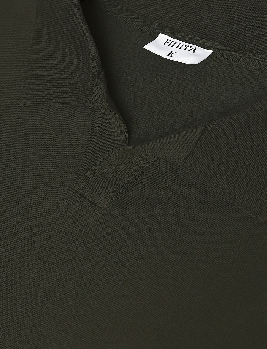 Filippa K - Stretch Cotton Polo T-Shirt - kortärmade pikéer - night green - 2
