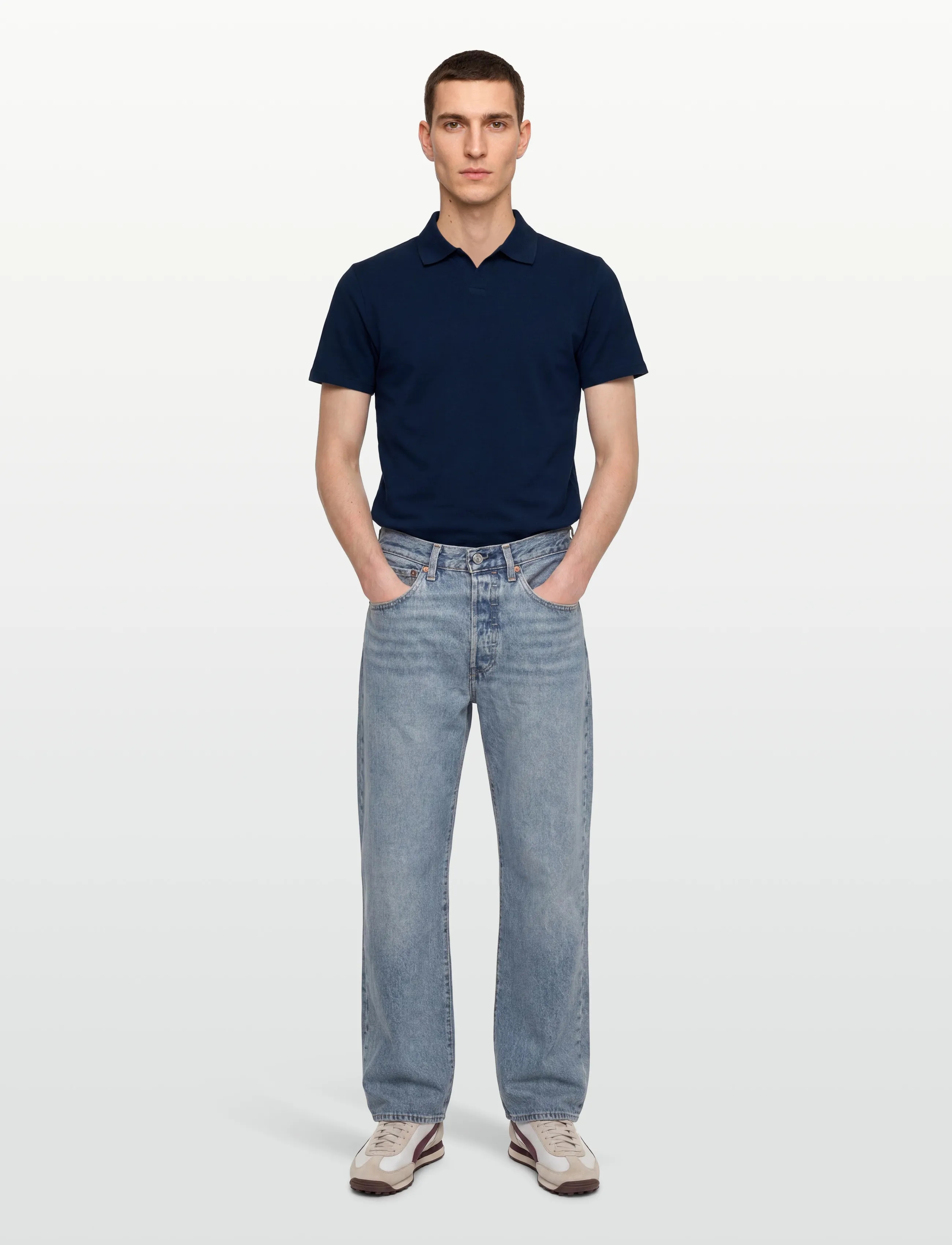 Filippa K - Stretch Cotton Polo T-Shirt - kortärmade pikéer - night teal - 0