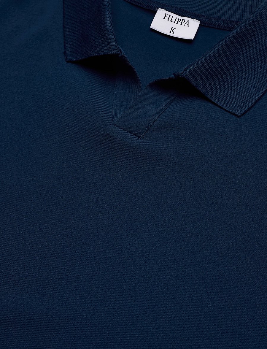 Filippa K - Stretch Cotton Polo T-Shirt - kortærmede poloer - night teal - 5