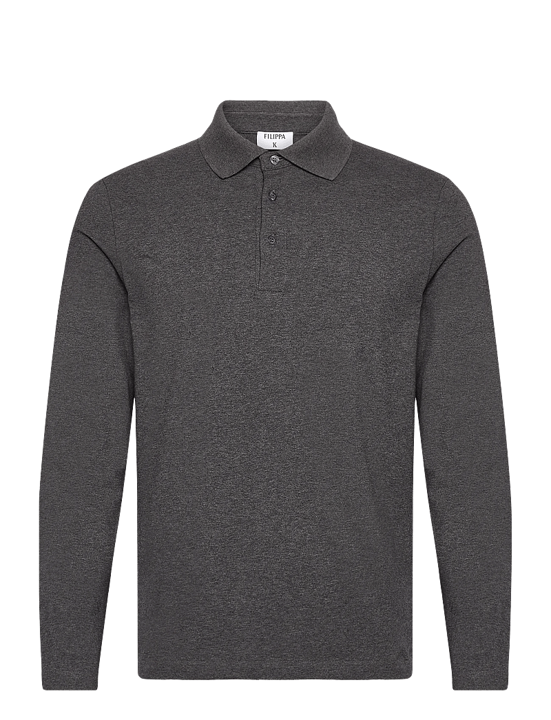 Filippa K - Luke Stretch Polo Shirt - langärmelig - anthracite melange - 0