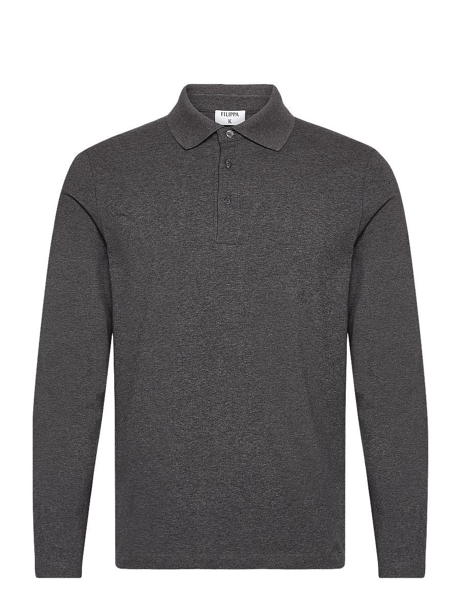 Filippa K - Luke Stretch Polo Shirt - polo marškinėliai ilgomis rankovėmis - anthracite melange - 0