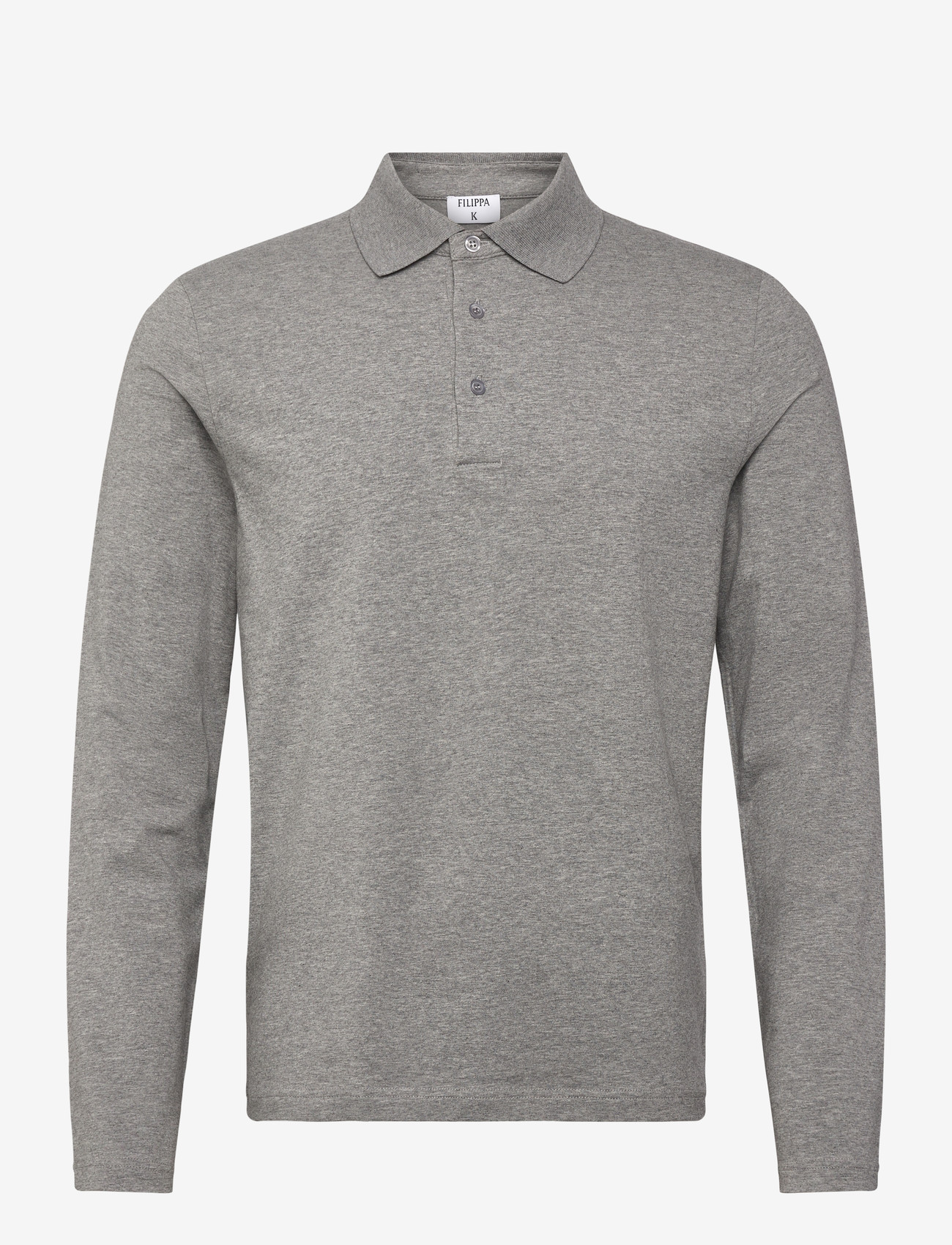 Filippa K - Luke Stretch Polo Shirt - langärmelig - mid grey melange - 0