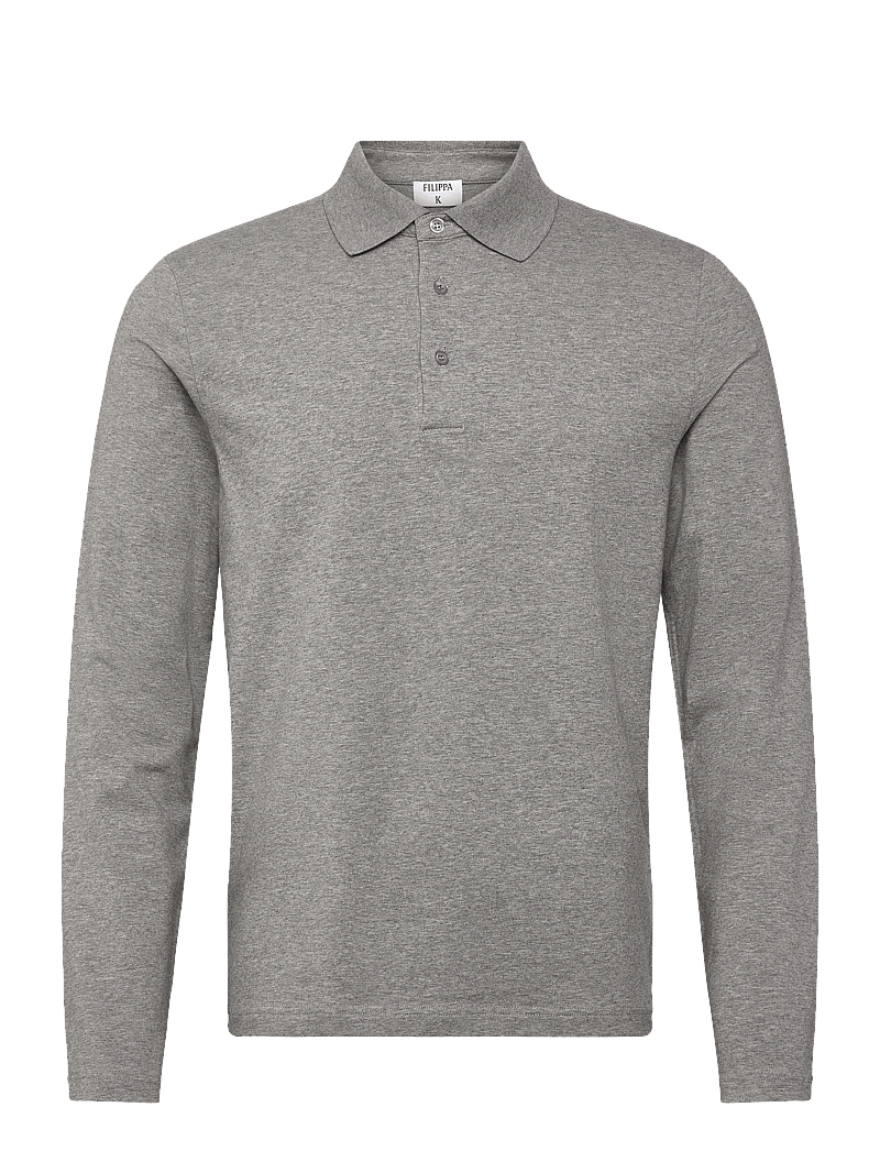 Filippa K - Luke Stretch Polo Shirt - langärmelig - mid grey melange - 0