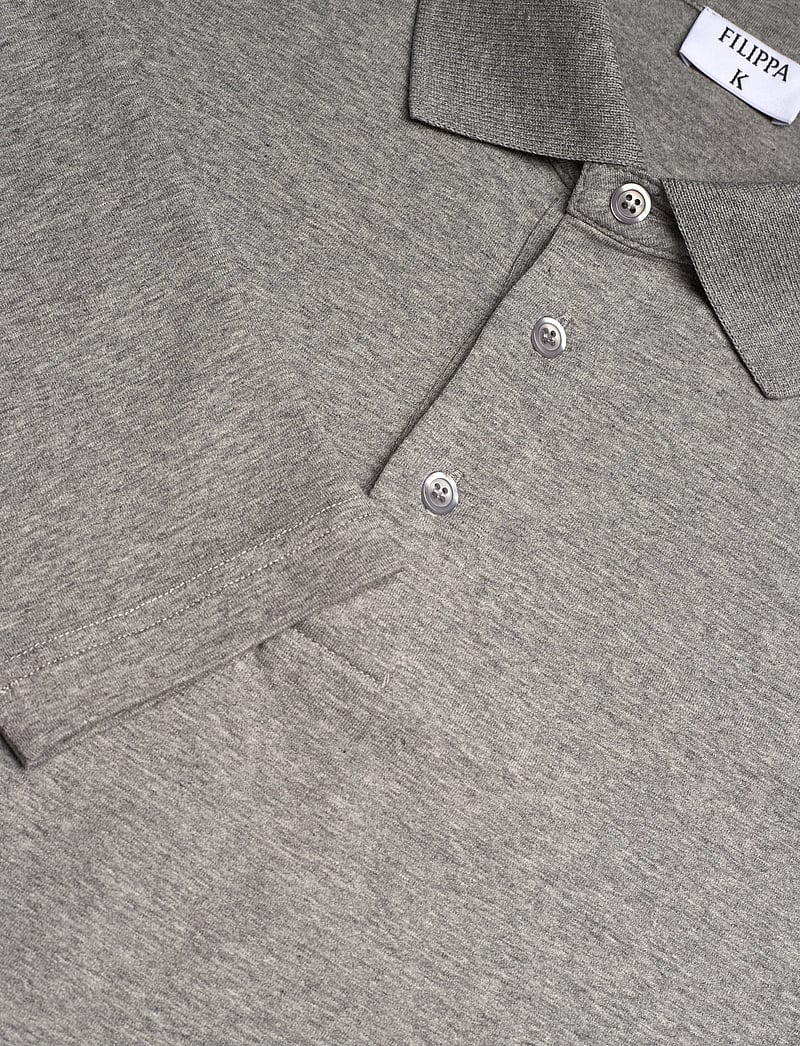 Filippa K - Luke Stretch Polo Shirt - langärmelig - mid grey melange - 2