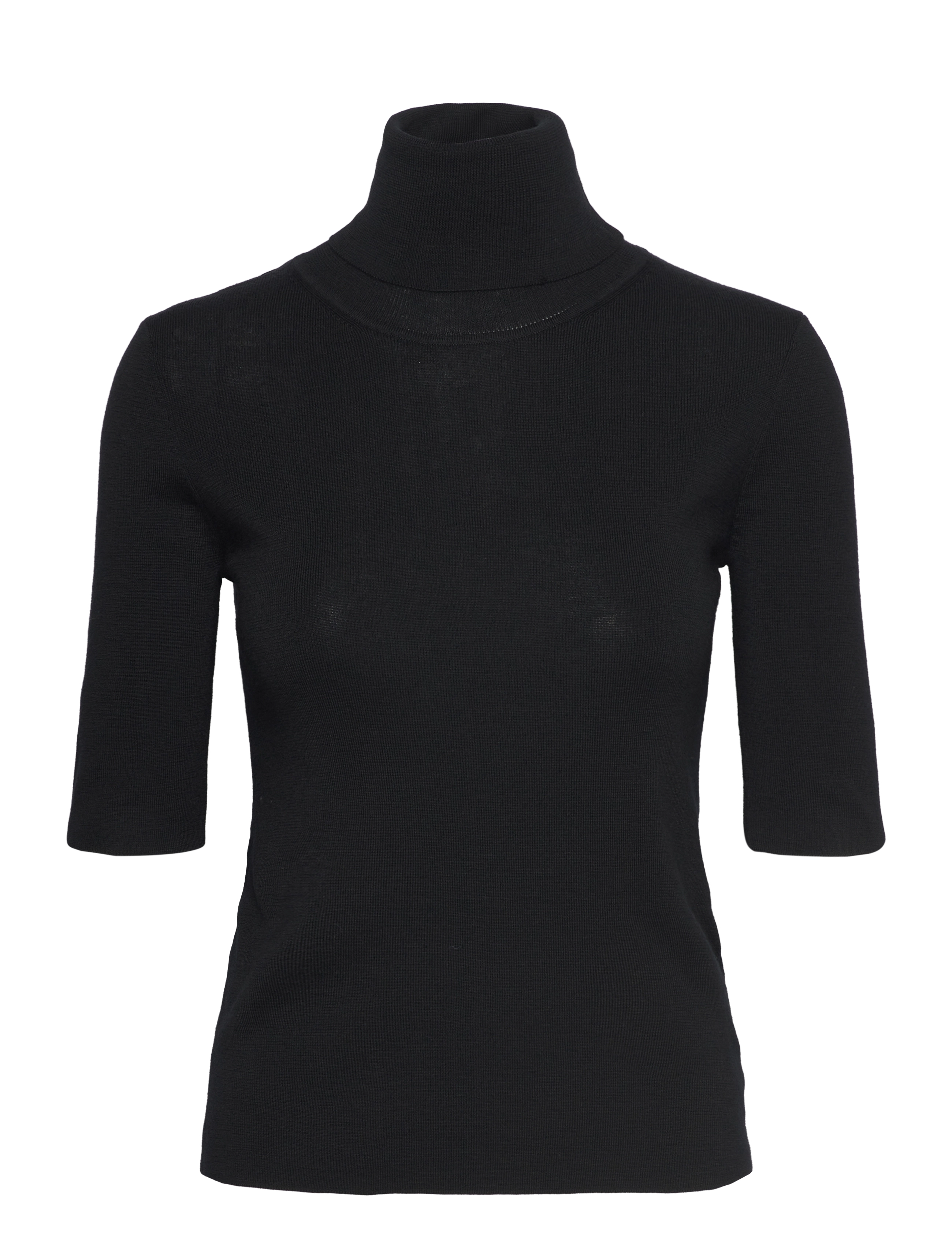 Filippa K Merino Elbow Sleeve Top - Transitional Layering - BLACK / black