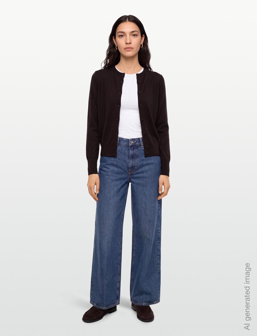 Filippa K - Merino Short Cardigan - kardiganid - dark chocolate - 0