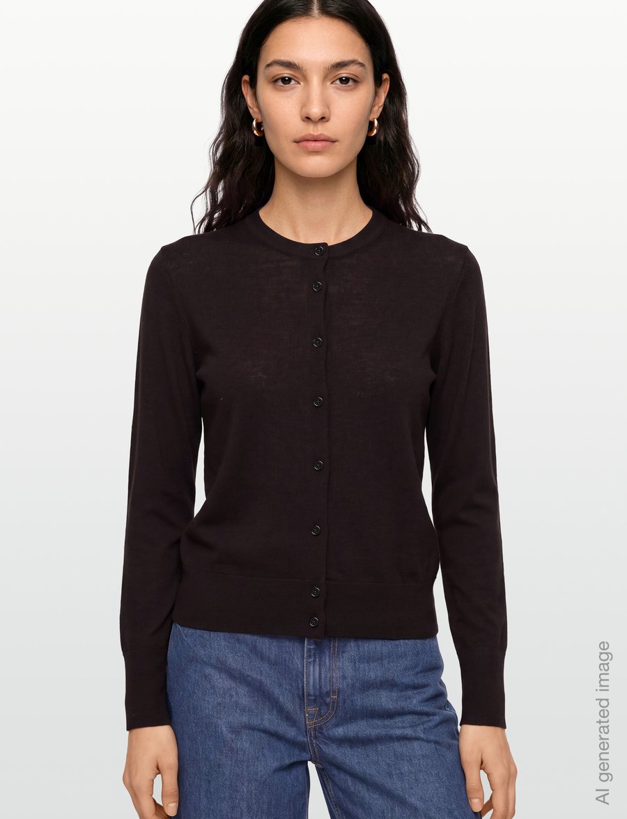 Filippa K - Merino Short Cardigan - kardiganid - dark chocolate - 3