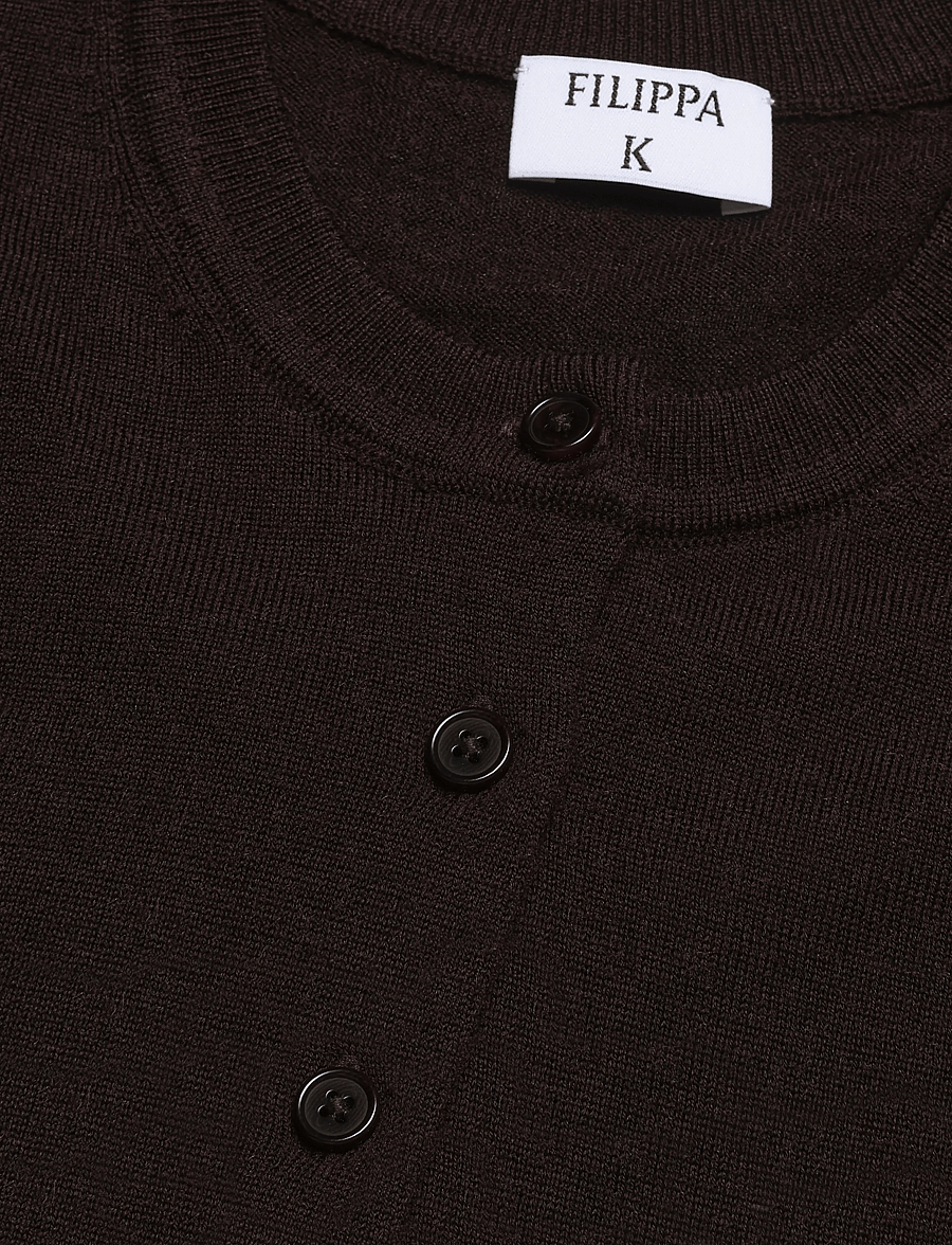 Filippa K - Merino Short Cardigan - koftor - dark chocolate - 2