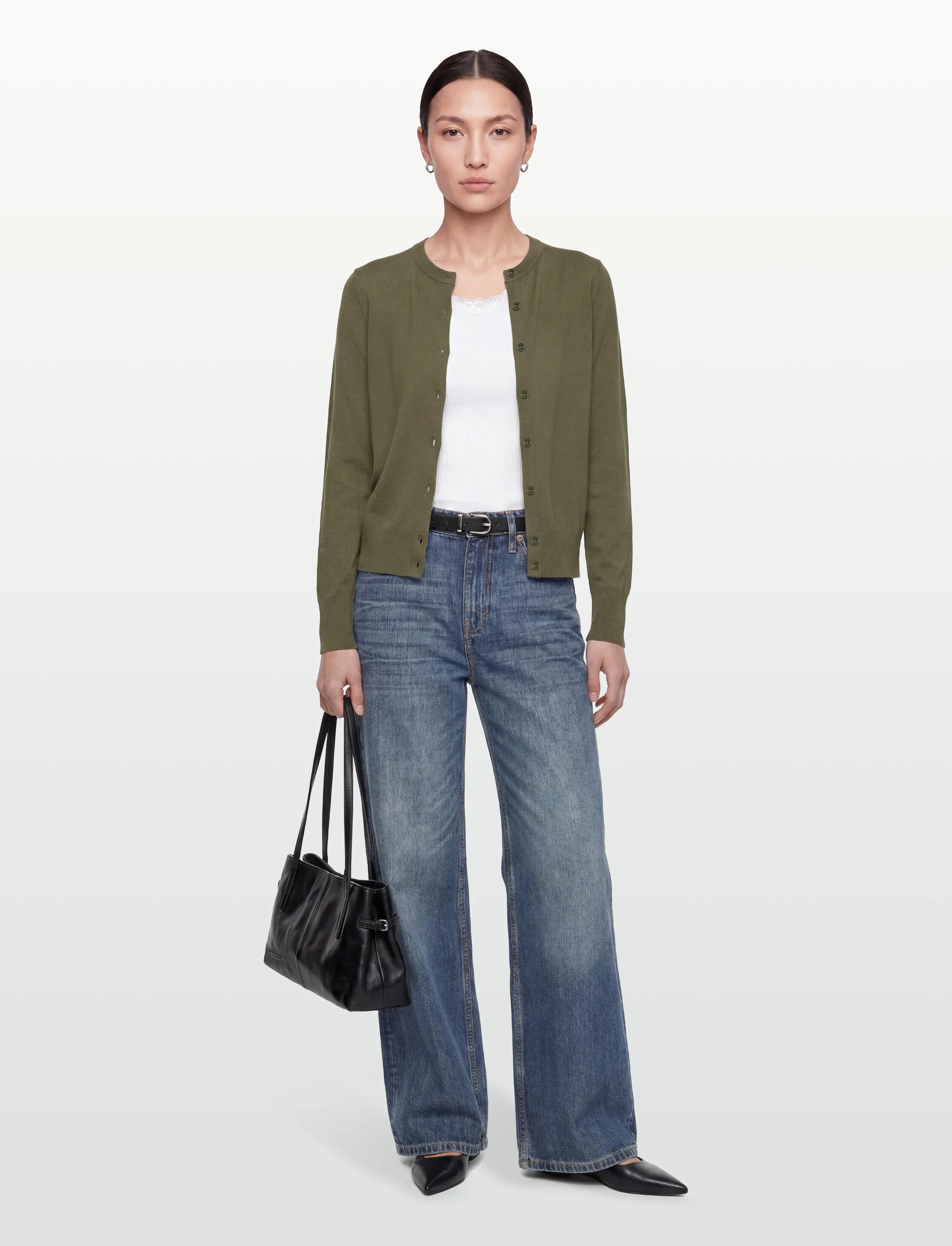 Filippa K - Merino Short Cardigan - kardiganid - laurel green - 0