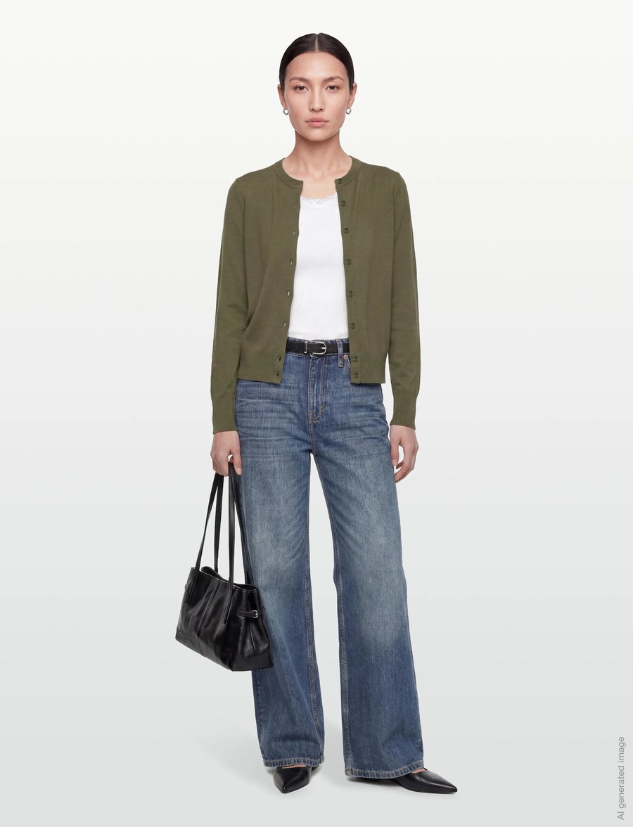 Filippa K - Merino Short Cardigan - kardiganid - laurel green - 0