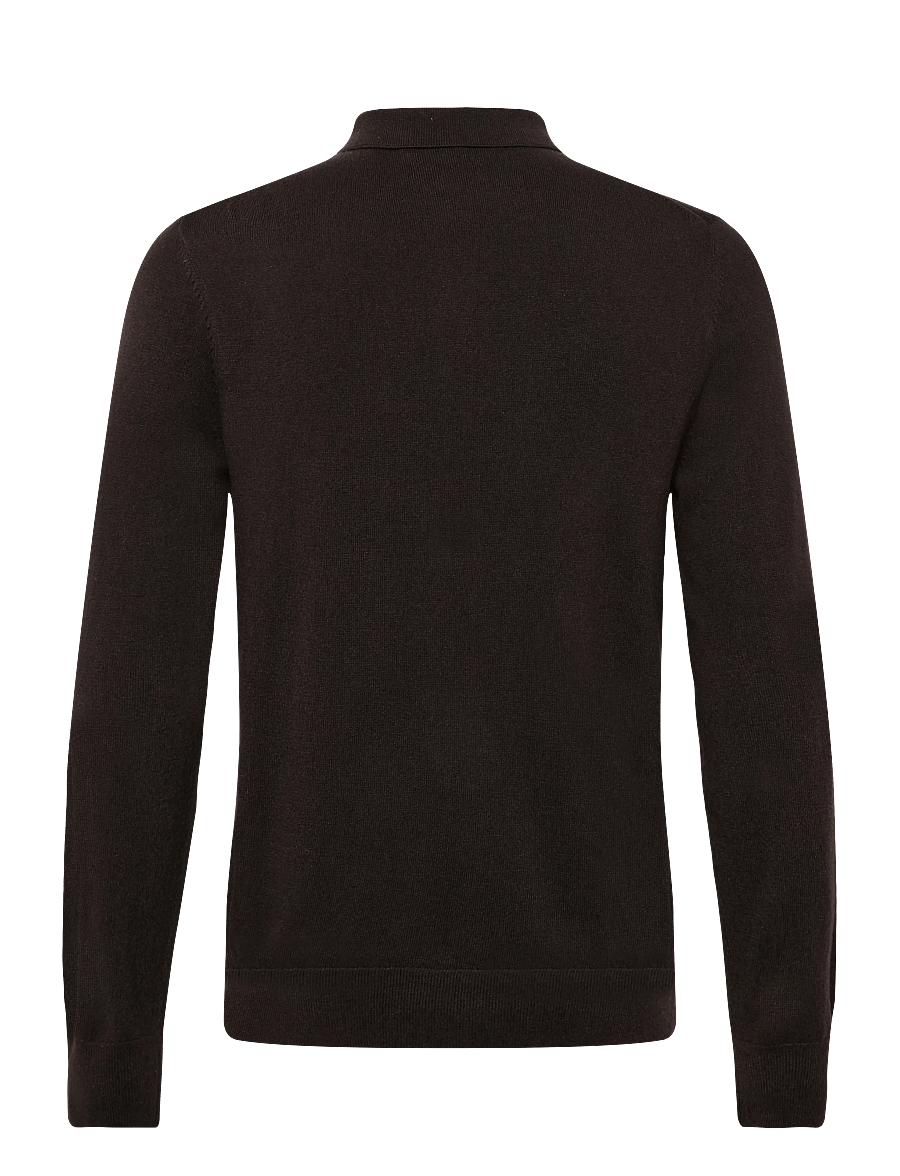 Filippa K - Knitted Polo Shirt - langärmelige strick-polohemden - dark chocolate - 1