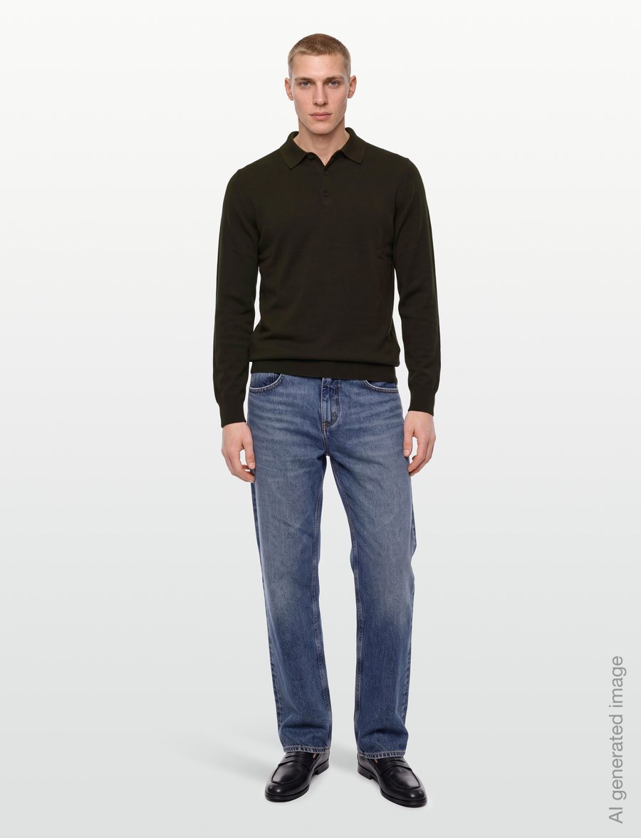 Filippa K - Knitted Polo Shirt - långärmade stickade pikétröjor - dark moss green - 0