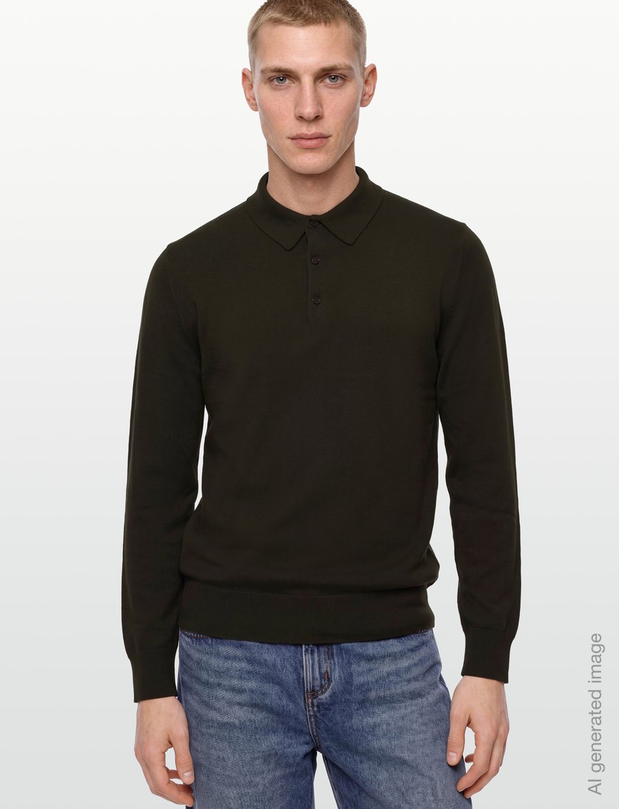 Filippa K - Knitted Polo Shirt - långärmade stickade pikétröjor - dark moss green - 3