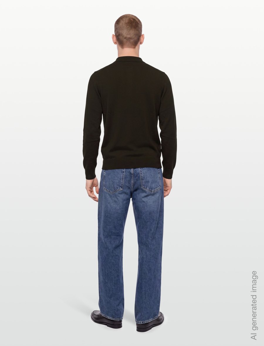 Filippa K - Knitted Polo Shirt - långärmade stickade pikétröjor - dark moss green - 4